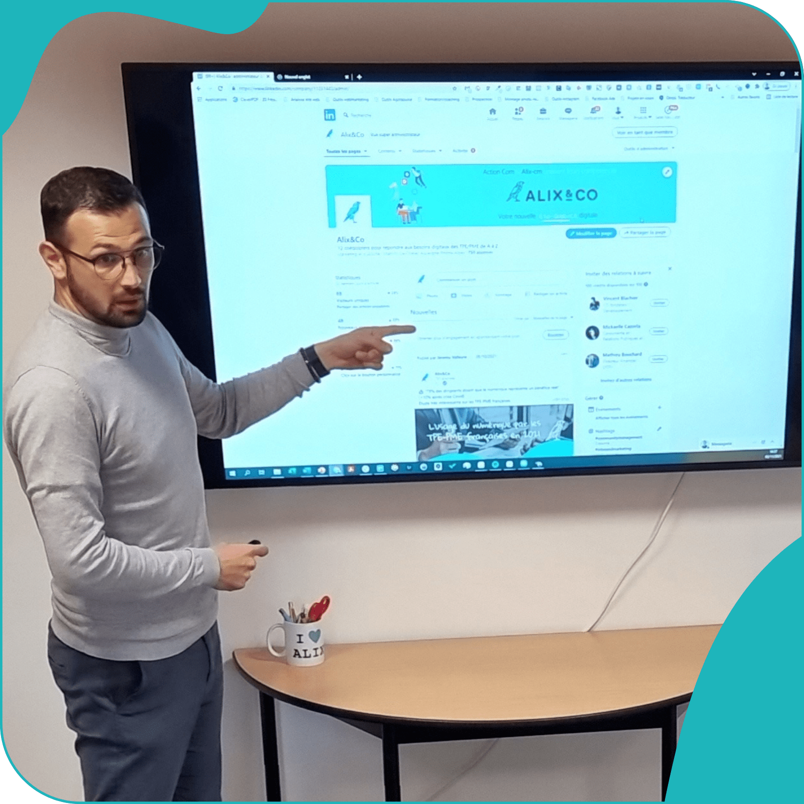 Jérémy en pleine présentation sur LinkedIn