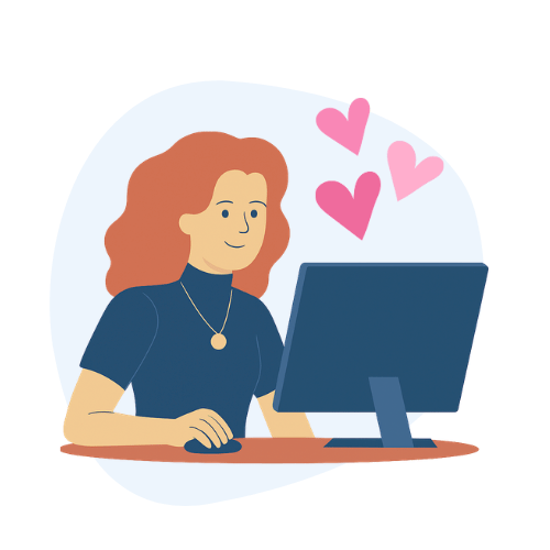 Femme convertie par un site dont le contenu l'intéresse